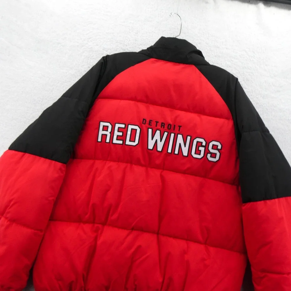 G-III Jacket Mens Large Detroit Red Wings Red Black Puffer Full Zip NHL Hockey‎